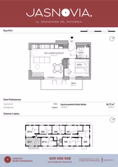2 pokoje, apartament inwestycyjny 36,72 m², piętro 1, oferta nr M11, JASNOVIA, Jastarnia, ul. Ogrodowa 130