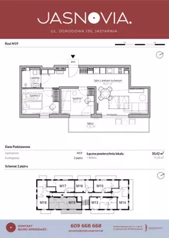 3 pokoje, apartament inwestycyjny 50,42 m², piętro 2, oferta nr M19, JASNOVIA, Jastarnia, ul. Ogrodowa 130