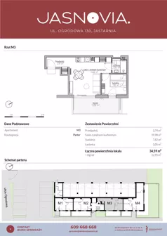 2 pokoje, apartament inwestycyjny 34,59 m², parter, oferta nr M3, JASNOVIA, Jastarnia, ul. Ogrodowa 130