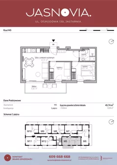 3 pokoje, apartament inwestycyjny 45,74 m², piętro 1, oferta nr M5, JASNOVIA, Jastarnia, ul. Ogrodowa 130