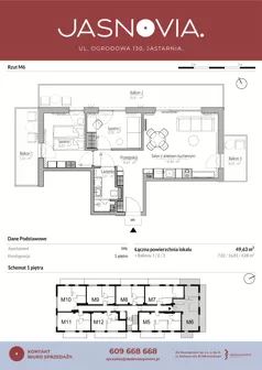 3 pokoje, apartament inwestycyjny 49,63 m², piętro 1, oferta nr M6, JASNOVIA, Jastarnia, ul. Ogrodowa 130