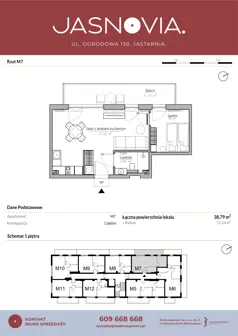2 pokoje, apartament inwestycyjny 38,79 m², piętro 1, oferta nr M7, JASNOVIA, Jastarnia, ul. Ogrodowa 130