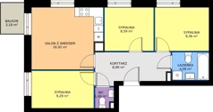 4 pokoje, mieszkanie 58,57 m², piętro 1, oferta nr 52, Osiedle Nad Zalewem, Lublin, Wrotków, ul. Henryka Wolińskiego 6