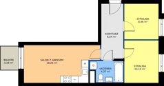 3 pokoje, mieszkanie 49,77 m², piętro 1, oferta nr 30, Osiedle Nad Zalewem, Lublin, Wrotków, ul. Henryka Wolińskiego 6