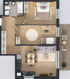 3 pokoje, mieszkanie 60,65 m², piętro 1, oferta nr D1.20.M08, Wawer GO 2.0, Warszawa, Wawer, Falenica, ul. Przylaszczkowa 17
