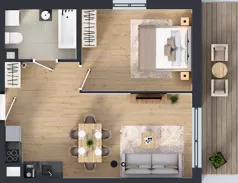 2 pokoje, mieszkanie 44,64 m², piętro 1, oferta nr D2.20.M12, Wawer GO 2.0, Warszawa, Wawer, Falenica, ul. Przylaszczkowa 17