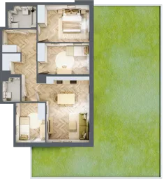 4 pokoje, mieszkanie 71,94 m², parter, oferta nr A1.10.M01, Wawer GO 2.0, Warszawa, Wawer, Falenica, ul. Przylaszczkowa 17