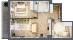 3 pokoje, mieszkanie 57,64 m², piętro 1, oferta nr D1.20.M09, Wawer GO 2.0, Warszawa, Wawer, Falenica, ul. Przylaszczkowa 17