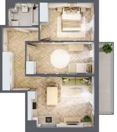 3 pokoje, mieszkanie 60,32 m², piętro 2, oferta nr D1.30.M15, Wawer GO 2.0, Warszawa, Wawer, Falenica, ul. Przylaszczkowa 17