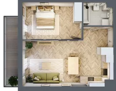 2 pokoje, mieszkanie 46,03 m², piętro 1, oferta nr D2.20.M08, Wawer GO 2.0, Warszawa, Wawer, Falenica, ul. Przylaszczkowa 17