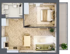 2 pokoje, mieszkanie 44,58 m², piętro 3, oferta nr D2.40.M28, Wawer GO 2.0, Warszawa, Wawer, Falenica, ul. Przylaszczkowa 17