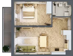 2 pokoje, mieszkanie 44,97 m², piętro 3, oferta nr D2.40.M26, Wawer GO 2.0, Warszawa, Wawer, Falenica, ul. Przylaszczkowa 17