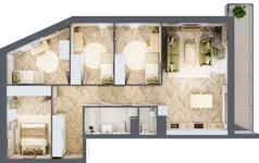 5 pokoi, mieszkanie 88,28 m², piętro 3, oferta nr 03.K2.01, Langiewicza 37, Rzeszów, Śródmieście, ul. Langiewicza 37