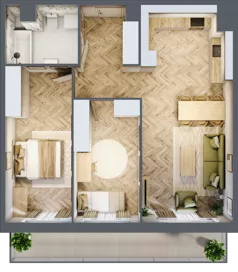3 pokoje, mieszkanie 70,55 m², piętro 11, oferta nr 11.K1.04, Langiewicza 37, Rzeszów, Śródmieście, ul. Langiewicza 37