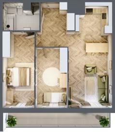 3 pokoje, mieszkanie 69,96 m², piętro 11, oferta nr 11.K1.05, Langiewicza 37, Rzeszów, Śródmieście, ul. Langiewicza 37