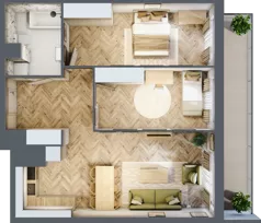 3 pokoje, mieszkanie 69,31 m², piętro 9, oferta nr 09.K2.06, Langiewicza 37, Rzeszów, Śródmieście, ul. Langiewicza 37