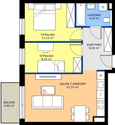 3 pokoje, mieszkanie 53,05 m², piętro 2, oferta nr B29, Daszyńskiego Park, Katowice, Wełnowiec-Józefowiec, ul. Daszyńskiego 38