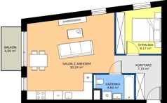2 pokoje, mieszkanie 51,34 m², piętro 3, oferta nr B32, Daszyńskiego Park, Katowice, Wełnowiec-Józefowiec, ul. Daszyńskiego 38