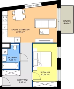 2 pokoje, mieszkanie 48,21 m², piętro 3, oferta nr B33- wykończone , Daszyńskiego Park, Katowice, Wełnowiec-Józefowiec, ul. Daszyńskiego 38