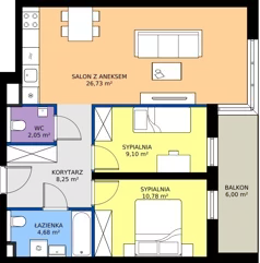 3 pokoje, mieszkanie 61,59 m², piętro 3, oferta nr C55, Daszyńskiego Park, Katowice, Wełnowiec-Józefowiec, ul. Daszyńskiego 38