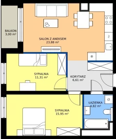 3 pokoje, mieszkanie 62,57 m², piętro 1, oferta nr C19, Daszyńskiego Park, Katowice, Wełnowiec-Józefowiec, ul. Daszyńskiego 38