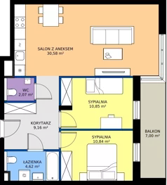 3 pokoje, mieszkanie 68,12 m², piętro 2, oferta nr C39, Daszyńskiego Park, Katowice, Wełnowiec-Józefowiec, ul. Daszyńskiego 38