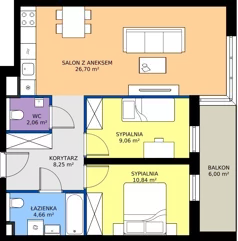 3 pokoje, mieszkanie 61,57 m², piętro 2, oferta nr C41, Daszyńskiego Park, Katowice, Wełnowiec-Józefowiec, ul. Daszyńskiego 38