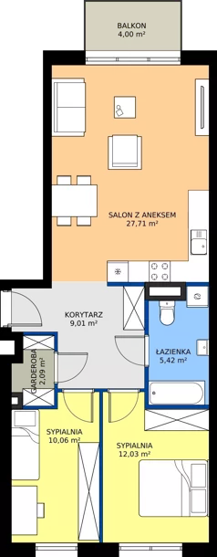 3 pokoje, apartament 66,32 m², piętro 1, oferta nr 1A.6, Podlesie, Gliwice, Szobiszowice, ul. Tarnogórska 86