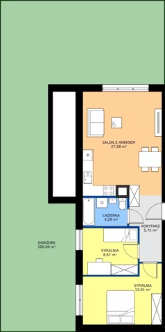 3 pokoje, apartament 60,20 m², parter, oferta nr 1A.1, Podlesie, Gliwice, Szobiszowice, ul. Tarnogórska 86