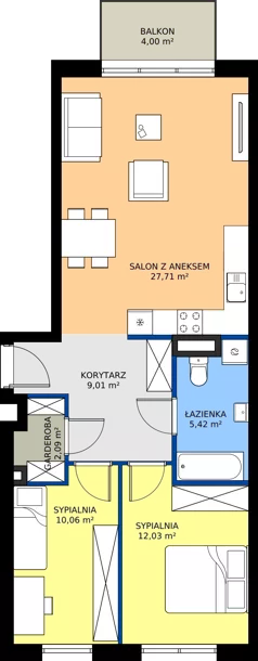3 pokoje, mieszkanie 66,32 m², piętro 2, oferta nr 1A.9, Podlesie, Gliwice, Szobiszowice, ul. Tarnogórska 86