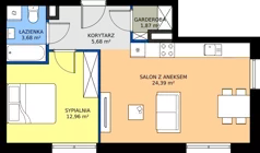 2 pokoje, apartament 48,58 m², piętro 1, oferta nr 2B.22, Podlesie, Gliwice, Szobiszowice, ul. Tarnogórska 86