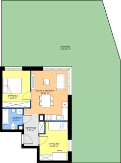 3 pokoje, apartament 50,94 m², parter, oferta nr 2B.16, Podlesie, Gliwice, Szobiszowice, ul. Tarnogórska 86