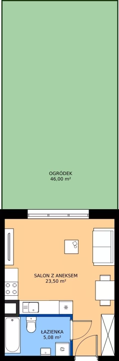 1 pokój, mieszkanie 28,58 m², parter, oferta nr 2B.14, Podlesie, Gliwice, Szobiszowice, ul. Tarnogórska 86