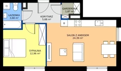 2 pokoje, mieszkanie 48,58 m², piętro 2, oferta nr 2B.27, Podlesie, Gliwice, Szobiszowice, ul. Tarnogórska 86