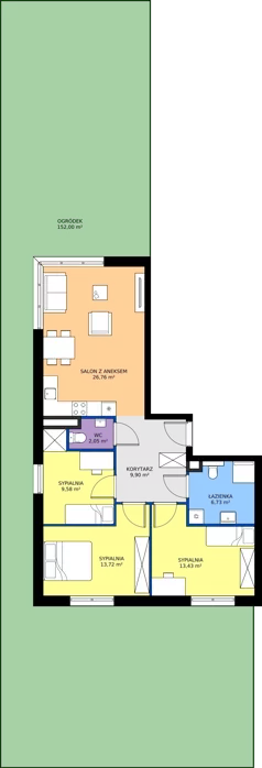 4 pokoje, apartament 82,17 m², parter, oferta nr 3.1, Podlesie, Gliwice, Szobiszowice, ul. Tarnogórska 86