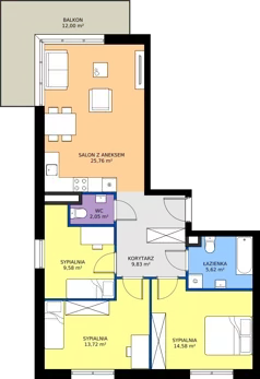 4 pokoje, apartament 81,14 m², piętro 1, oferta nr 3.6, Podlesie, Gliwice, Szobiszowice, ul. Tarnogórska 86
