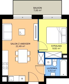 2 pokoje, apartament 35,84 m², piętro 1, oferta nr 4B.17, Podlesie, Gliwice, Szobiszowice, ul. Tarnogórska 86