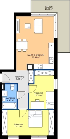 3 pokoje, apartament 67,56 m², piętro 3, oferta nr 4B.27, Podlesie, Gliwice, Szobiszowice, ul. Tarnogórska 86