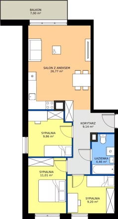 4 pokoje, apartament 70,44 m², piętro 1, oferta nr 4A.4, Podlesie, Gliwice, Szobiszowice, ul. Tarnogórska 86