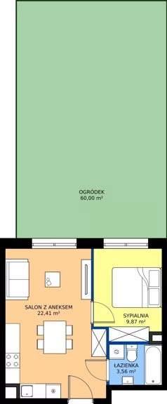 2 pokoje, apartament 35,84 m², parter, oferta nr 4B.14, Podlesie, Gliwice, Szobiszowice, ul. Tarnogórska 86