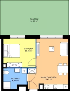 2 pokoje, mieszkanie 45,45 m², parter, oferta nr 6A.2, Podlesie, Gliwice, Szobiszowice, ul. Tarnogórska 86