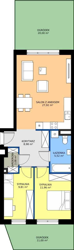 3 pokoje, apartament 66,27 m², parter, oferta nr 6A.3, Podlesie, Gliwice, Szobiszowice, ul. Tarnogórska 86