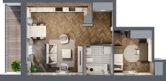 2 pokoje, mieszkanie 45,82 m², parter, oferta nr 1, Osiedle Bulwar, Bartąg, ul. Bartąska
