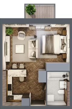 1 pokój, mieszkanie 31,98 m², piętro 3, oferta nr 38, Osiedle Bulwar, Bartąg, ul. Bartąska