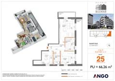 3 pokoje, mieszkanie 66,26 m², parter, oferta nr 25, Osiedle Bulwar - budynek 4, Bartąg, ul. Bartąska