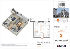 2 pokoje, mieszkanie 41,26 m², parter, oferta nr 3, Osiedle Bulwar - budynek 5, Bartąg, ul. Bartąska