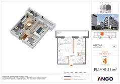 2 pokoje, mieszkanie 41,11 m², parter, oferta nr 4, Osiedle Bulwar - budynek 5, Bartąg, ul. Bartąska