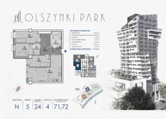 4 pokoje, apartament 72,31 m², piętro 5, oferta nr N24, Olszynki Park, Rzeszów, Śródmieście, ul. Szopena