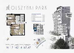 4 pokoje, mieszkanie 67,66 m², piętro 7, oferta nr N42, Olszynki Park, Rzeszów, Śródmieście, ul. Szopena
