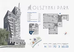 3 pokoje, apartament 65,93 m², piętro 11, oferta nr N70, Olszynki Park, Rzeszów, Śródmieście, ul. Szopena